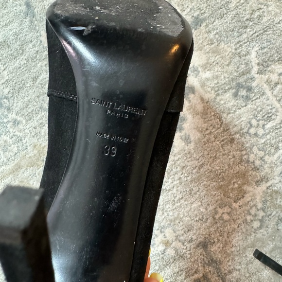 AUTHENTIC SAINT LAURENT SUEDE ANKLE HEELS BOOTS BLACK - Picture 3 of 10